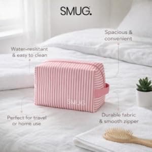 SMUG Wash Bag | Waterproof Travel Toiletry Bag for Travelling, Gym & Shower | Toiletries, Cosmetics & Makeup Bag | Large Washbag for Men & Women | Stylish & Easy to Clean | Candy Stripe — view 6