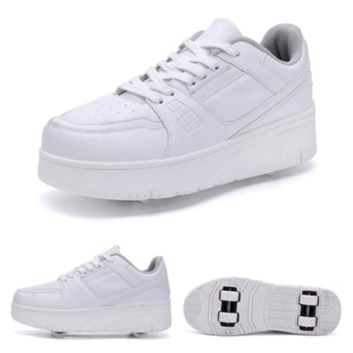 ENEN Kids Roller Skate Shoes for Boys Girls, Skateboarding Shoe Outdoor Parkour Shoes with 4-Wheels Unisex Retractable Skating Shoes for Children's Park Sports Walking — view 3