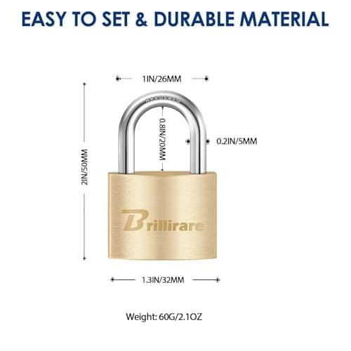 4 Pack Luggage Locks with Keys, Brass Padlock, Solid Copper Travel Waterproof Keyed Lock Unbreakable, Outdoor Metal Lock for Lockers, Bags, Backpack, Gym, Gate, Toolbox-Golden — view 2