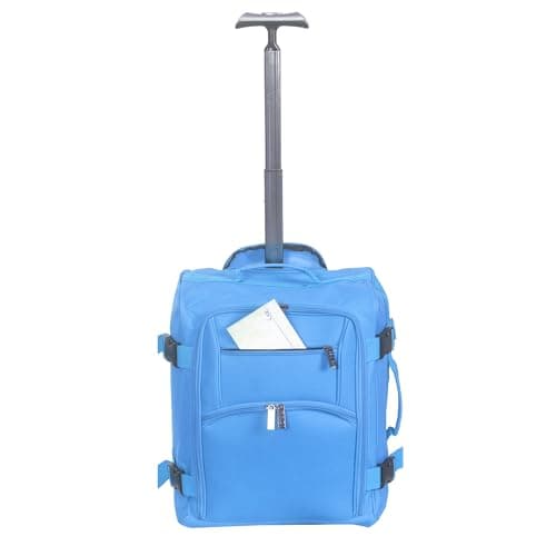 CHARKHAH Hand Luggage Case Travel Bag Trolley on Wheels Carry-Ons Flight Approved Cabin Suitcase 1.45 kg Lightweight Suitcases Large 37 Liter Bags Size 50 cm x 35 cm x 20 cm (HD-A-Sky Blue)