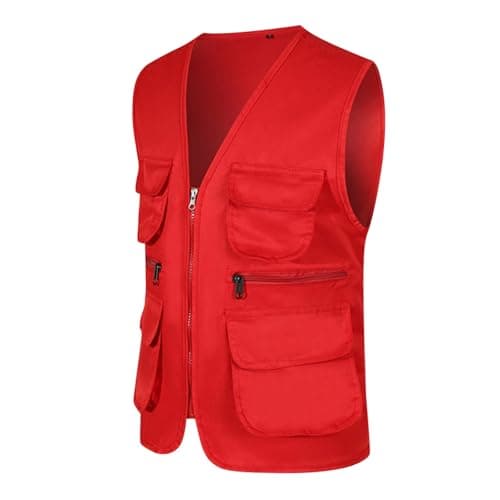 Mens Multi Pocket Fishing Waistcoat Outdoor Work Safari Travel Vest Camping Hunting Outerwear Gilet Photography Tops Cargo Utility Safari Waistcoats Breathable Mens Fishing Gilets — view 2