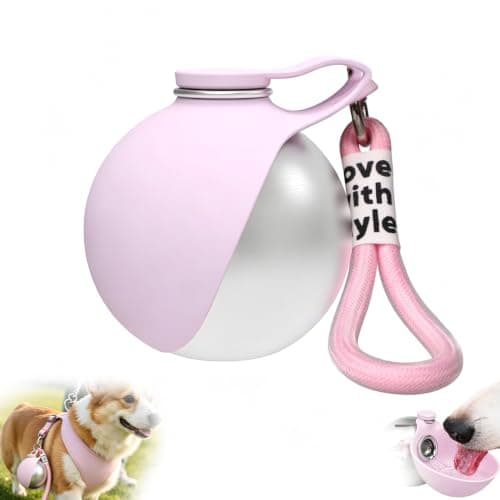 2-in-1 Portable Dog Water Bottle, 285ml Stainless Steel Pet Travel Bottle