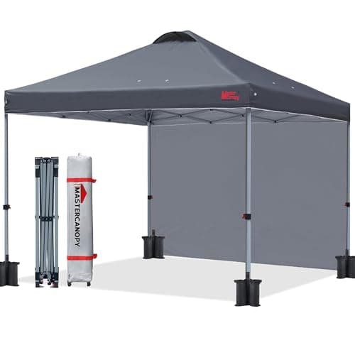 MASTERCANOPY Pop-up Gazebo Tent with 1 Sidewall (3x3M,Dark Grey)