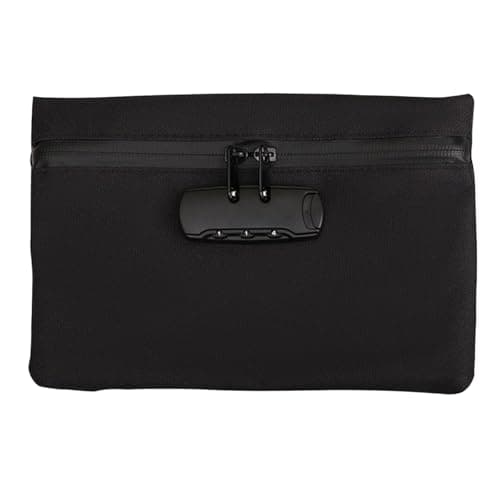 Odorless Bag, Safe, Portable, Waterproof, Zipper, Odorless, with Combination Lock, Resealable Box for Travel (9.4x 6.5 Inch, Black)