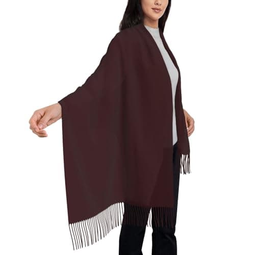 ZSUUGJ Maroon Women’s Classic Tassel Scarf – Soft Winter Pashmina Wrap, Oversized Blanket Shawl For Layering, Stylish Autumn & Holiday Accessory — view 4