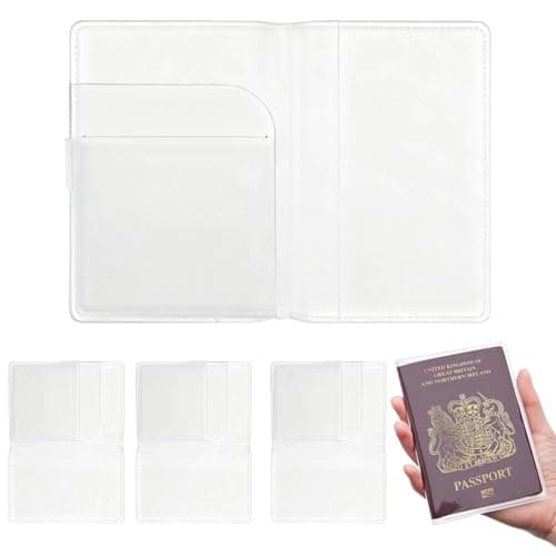 Henyall 4Pcs UK Passport Covers Transparent, Protective Passport Holders,Frosted PVC Passport Case, Protector Case for Water,Scratch & Dust Proof,Suitable for Standard Sizes