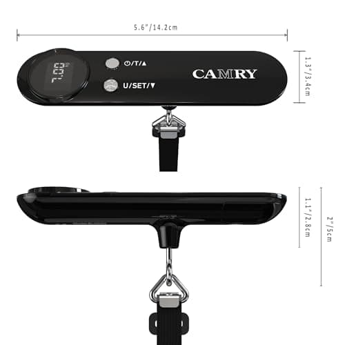 CAMRY Digital Luggage Scale Portable 50Kg Capacity Backlit LCD Overload Alert & Target Weight Battery Included, Black — view 2