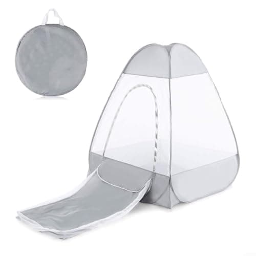 Jotekonoby Meditation Tent, Portable Pop-Up Shelter With Mesh Net For Insectss, Oxford Fabric Sit-in Cabin For Camping Hiking Yoga, Grey Or Orange(Grey)