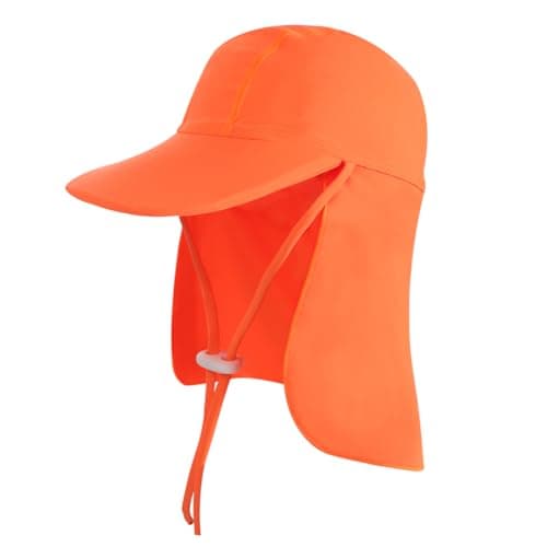 Kids Beach Sun Hat with Neck Flap UPF 50+ Summer Swim Cap with Adjustable Chin Legionnaires Hat Sun Protection Beach Hat Soft Neck Protection Sun Visor Baseball Cap for Travel Holiday Seaside