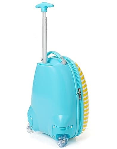 Baby Shark Kids Suitcase | Yellow and Blue Small Cabin Bag For Boys & Girls | Carry On Trolley with Extendable Handle | Singing Shark Hard Cover Holiday Case | Fun Travel Merchandise Gift for Children — view 3