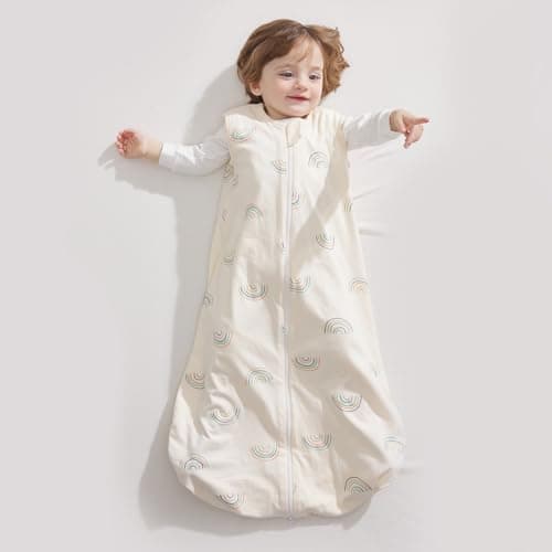 Duomiaomiao Baby Sleeping Bag 1.0 Tog Sleep Sack, Baby Sleeping Bag 100% Cotton All Years Round Baby Wearable Blanket Unisex Toddler Newborn Sleep Bag 0-6 Months, Rainbow — view 2