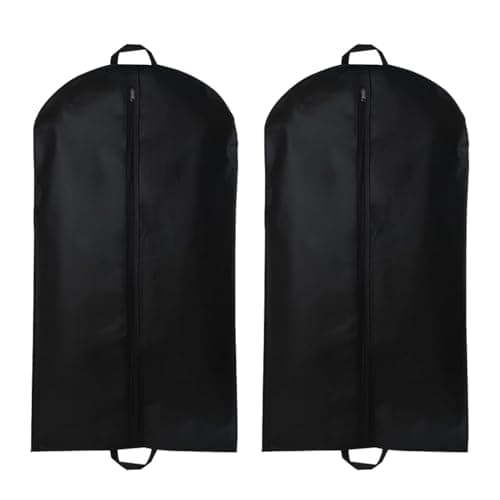 Yelinosk 2 PCS Black Suit Bag for Man 60x120cm, Dust Cover, Carrier, Storage Bag for Coats, Tuxedo - Reusable Full Zipper Garment Bag for Travel or Home