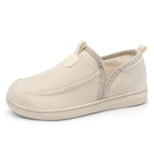 JOINFREE Womens Indoor Slippers Wide Toe Box Memory Foam Beige