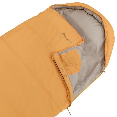Outwell Campion Single Sleeping Bag – 3-Season Premium Rectangular Family Camping, Soft & Warm, Built-In Pillow, Comfort Hood - for Camping, Hiking, Campervan, Festivals (Campion Prime (Yellow)) — view 3