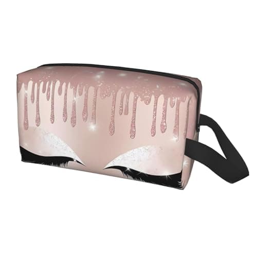 ZhRiYan Travel Cosmetic Bag â€“ Reusable Dopp Kit with Rose Gold Eyelashes Full-Sided Print for Toiletry, Makeup, Accessories, and More, White, One Size, White, One Size — view 2
