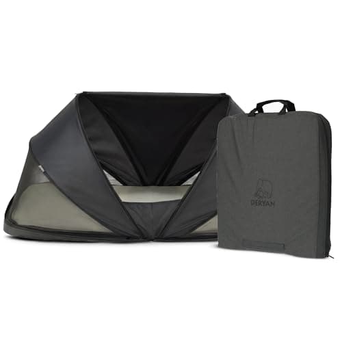 Deryan Cutey Toddler Travel Cot with Mattress, Pop-up Baby Tent, 0-2.5 Years, Foldable in 2 Seconds - Includes Mosquito Net & Travel Bag, for One Child, 120 x 63 x 50 cm, Black — view 5