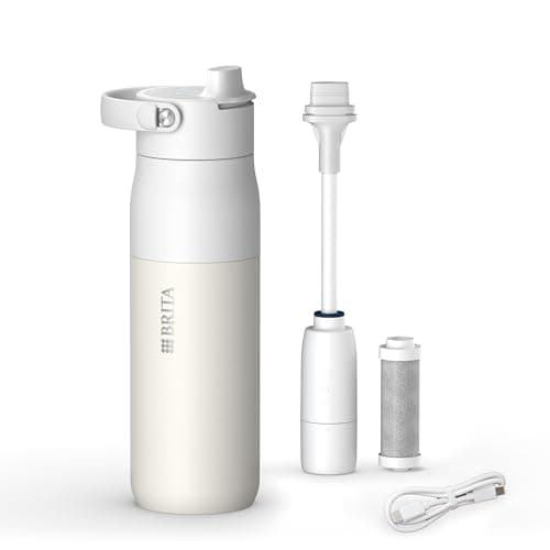BRITA LARQ iQ Digital Filter Water Bottle White (680ml) with Hydration Tracking App, Activated Carbon Water Filter & UV-C - neutralises 99.99% bacteria, reduces micro impurities, PFAS & more