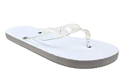 Modo Wedding/Party Glitter Flip Flops 10 Pack in Organza Bags. Choice of Colour and Size ((5-6UK x 5) (7-8UK x 5), White) — view 4