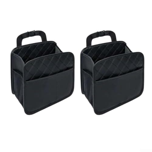 Car Seat Back Organizer with Trash Can Black PU Leather(2pcs)