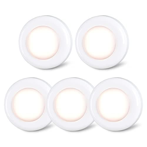 STAR-SPANGLED 2.8” Stick on Puck Lights AAA Battery Operated, 5 Pack Warm