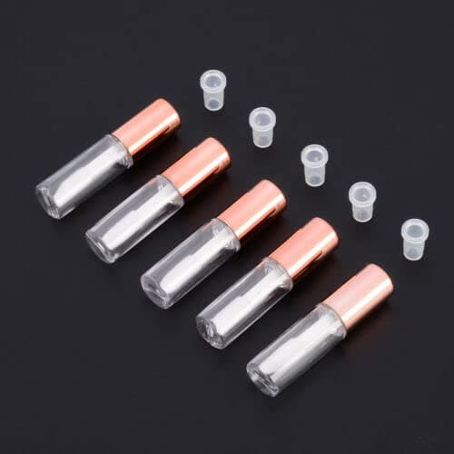 SKYPRO 20 Packs 1.2 mL Pretty Empty Lip Gloss Tubes Containers, Clear Mini Refillable Lip Balm Bottles with Rubber Inserts and 3pcs Transfer Pipettes for Lip Samples Travel DIY Makeup (4 Colors) — view 5