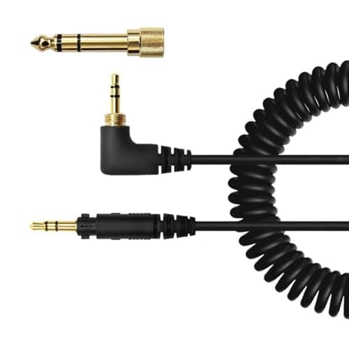 Headphone Replacement Cable Gold Plated 3.5mm 6.35mm Plugs for EAH-DJ1200 Studio and Live Black Spring Coiled Cable — view 5