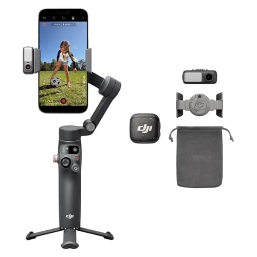 DJI Osmo Mobile 8 + Mic 3, Gimbal Stabilizer for Smartphones, AI Native Tracking With Audio & Lighting, Wireless Mic, Active Noise Canceling, 32-bit Float, Vlog