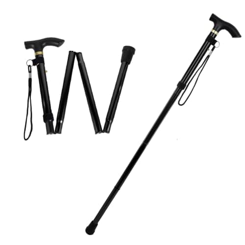 Febbya Folding Walking Stick for Women and Men,Lightweight Collapsible Walking Cane Adjustable Height 85-95cm,Portable Travel Walkings Stick for Elderly Arthritis Recovery