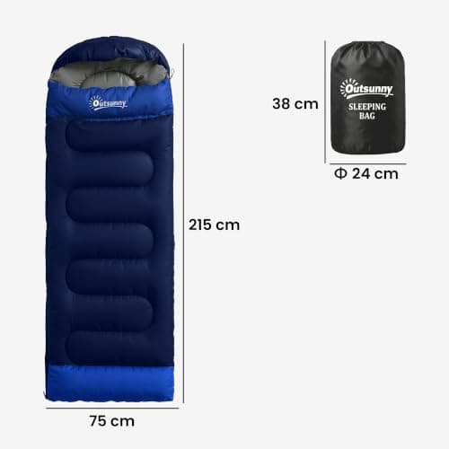 Outsunny Sleeping Bag for Adults Compact Sleeping Bag 3 Seasons Navy Blue — view 3