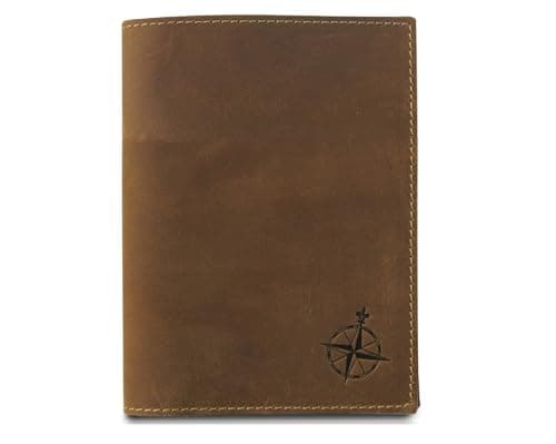 WANDERINGS Leather Travel Wallet with Passport Holder - 11x14 Cm - Genuine Leather Case with RFID Blocking for Men and Women - Folding Wallet for Passports