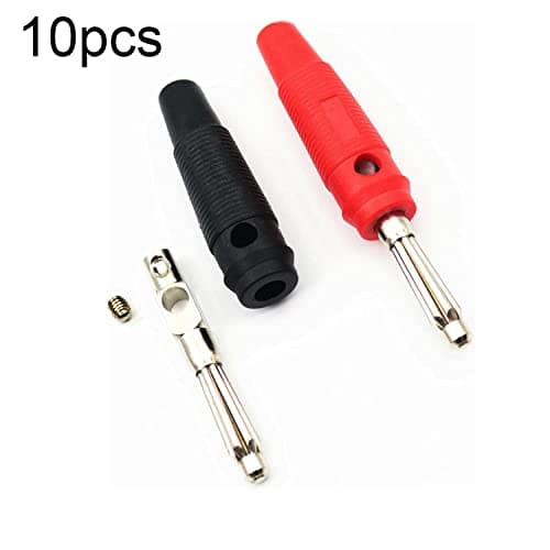 RUNCCI-YUN 4mm Banana Plugs Solder DIY Banana Plug Male Connectors Adapters(5Red + 5 Black) — view 3