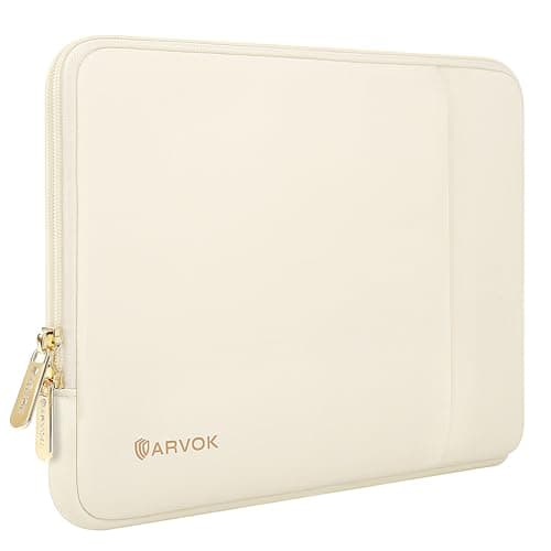 ARVOK Laptop Sleeve Case,Waterproof Notebook Cover for MacBook Air MacBook Pro inch, PVC Computer Carrying Bag with Pocket,Crescent White