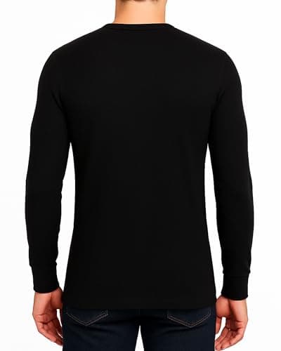 Golomak Pack of 2 Mens Thermal Long Sleeve Tops, Warm Crew Neck Base Layer Shirts for Winter Work, Hiking & Outdoor Sports – Lightweight Thermal Underwear Tops (Black, Large) — view 4