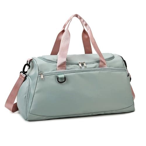 Linghe Sports Gym Bag with Shoe Compartment and Wet Bag Waterproof Green
