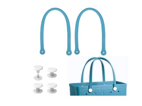 Replacement Straps for Large Rubber Beach Bag, Replacement Handles with 4 Snaps for Rubber Beach Bag, EVA Bag Strap Replacement, Beach Bag Repair Kit, Lake blue, XL