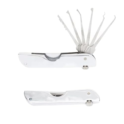 Metal Lock Picking kit, Lock Pick, Portable Folding Single Hook Pick, Professional Locksmith Emergency Kit, Compact Stainless Steel Lockpick for Beginners and Experts