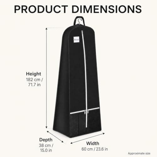 Extra Long Wedding Dress Garment Bag With Shoe Pocket, Heavy Duty Breathable Suit Cover, Dustproof Travel Dress Carrier For Gowns, Coats And Formal Wear, 72 Inch (182cm) — view 2
