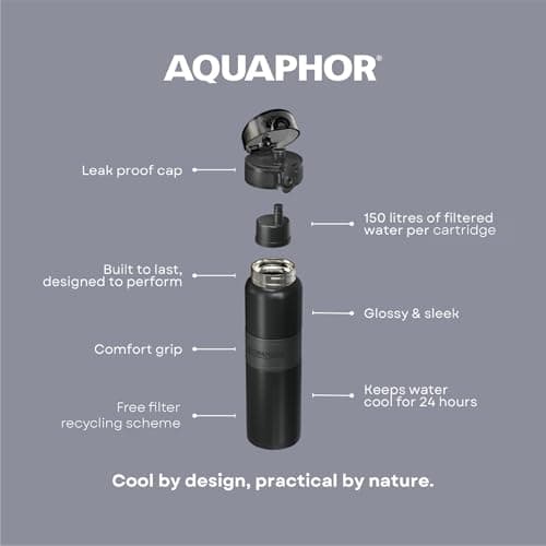 City Cool Stainless Steel Insulated Filter Water Bottle Carbon Black 500ml — view 3