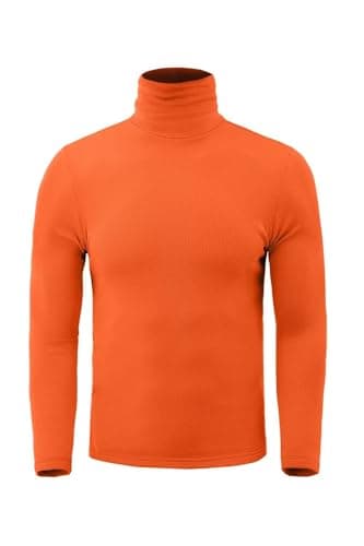 Zengjo Mens Polo Neck Thermal Top Long Sleeve Base Layer (Orange, XL) — view 5