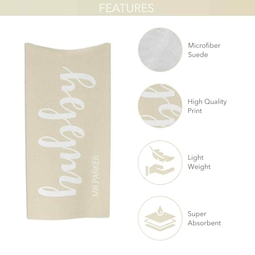 Print Maniacs Custom Hubby Wifey Beach Towel Personalised Couple Name Microfibre Towel Large Quick Dry Lightweight Travel Towel Honeymoon Holiday Pool Spa Gift — view 3