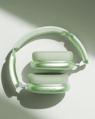Wentronic Y02 Active Noise Cancelling Headphones,60H Battery,5 EQ Music Modes,Hi-Res Audio,Deep Bass,Foldable Wireless Over Ear Bluetooth 5.4 Headset,Breathable Leather Earpads (Green) — view 3