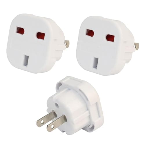 3 Pack UK to US Plug Adaptor, Thailand Travel Adapter, 3 Pin to 2 Pin USA Travel Adapter, Travel Adaptor from UK To USA, Thailand, Mexico, Canada, Colombia, White (Type A)