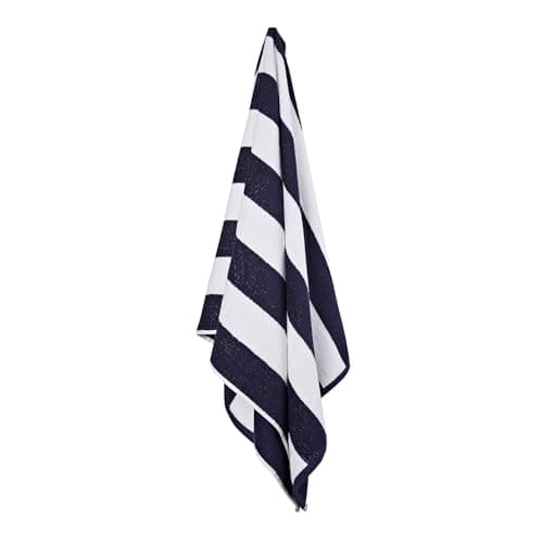 La Maison Cabana Stripe Beach Towels 100% Cotton 70cm x 150cm Large Pool Towel Absorbent Supersoft Quick Dry Sand Proof Beach Towel Holiday Yoga Gym Swimming Towel (2, Navy Blue) — view 3
