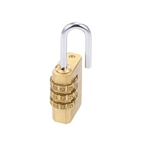 sourcing map 3 Digit Combination Padlock Brass Locks 3mm Shackle Diameter for Gym Locker Fence Suitcase Travel Outdoor — view 2