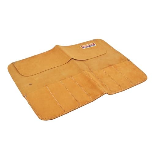 Faithfull Suede Leather Chisel Roll - 8 Pocket, Water Resistant & Compact Tool Organizer - Tan — view 2