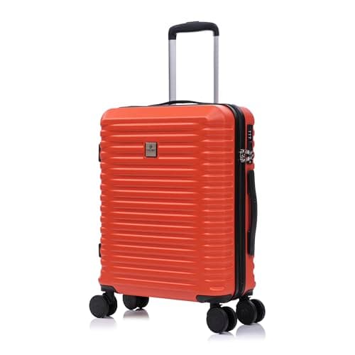 Rocklands Large Suitcase Hard Shell Lightweight 4 Dual Spinner Wheels Trolley Luggage Suitcase Hold Check in Luggage TSA Combination Lock (Orange, Small 20")