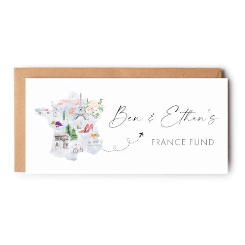 Paper Amor France Holiday Fund Money Wallet, Personalised Travel Money Gift Holder, Custom Cash Wallet for Gifts Honeymoon