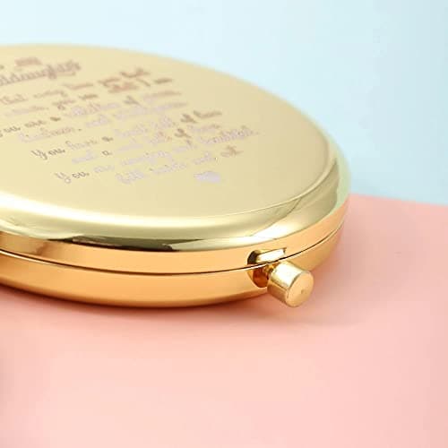 OVNMFH to My Granddaughter - Reflection Engraved Hand-Held Folding Mirror, Stainless Steel Compact Pocket Mirror, Folding Pocket Mirror Encouragement Gifts from Grandparents (Rose Gold) — view 4