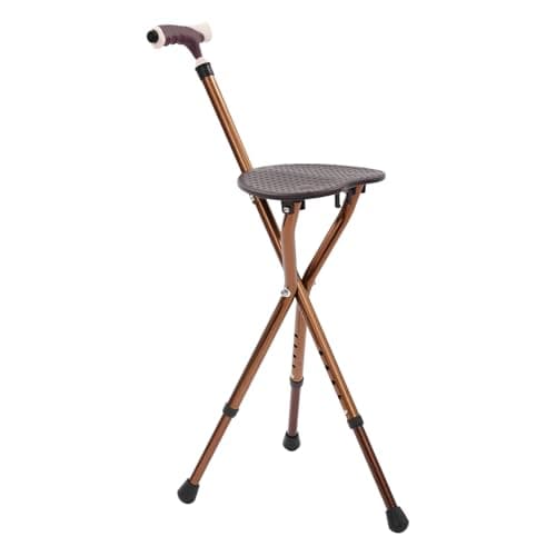 Walking Stick with Seat, Portable Folding Walking Cane with LED Light, Non-slip Rubber Base, 5 Gears Adjustable Height, Max. 330 lbs, 3 Legged Shooting Stick for Seniors Travel Hiking — view 6