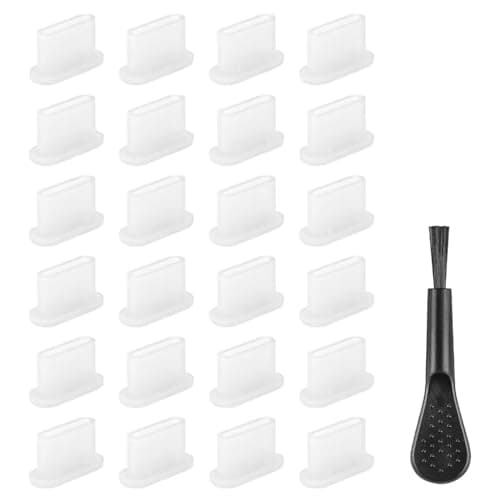 24pcs USB Type C Dust Plug Set, with Cleaning Brush, Transparent Silicone Type C Charging Port Cover, Anti-Dust Stopper Protector Universal Fit for All Type-C Phones, Tablets and Laptops — view 6